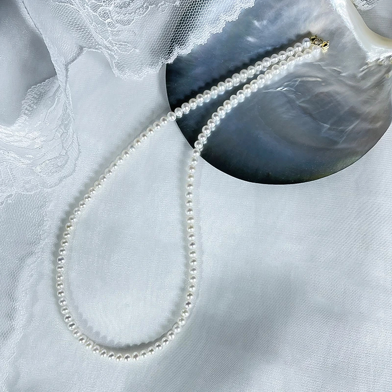 [破冰专属][灿若繁星]G18k金3.5-4.5mm法式强光baby真珍珠项链