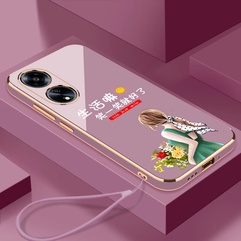 电镀笑一笑适用于OPPOA1 5G手机壳硅胶软壳【镜头保护+送挂绳】