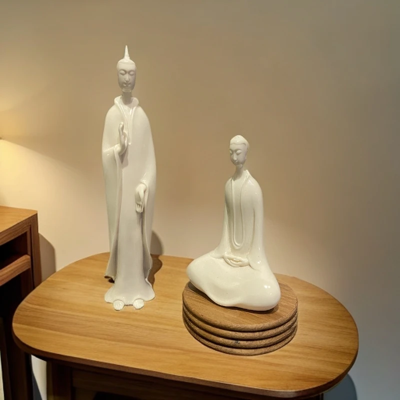 北魏摆件茶室空间客厅摆件手工简约高级三圣