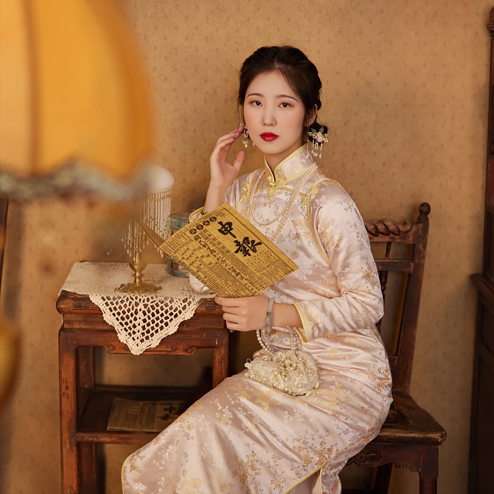 慕芳心top ulara 民国复古春秋款日常提花少女古法全开无省旗袍