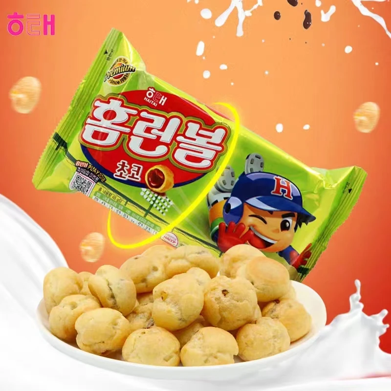 海太 韩国进口海太棒球小子巧克力芝士味夹心泡芙饼干
