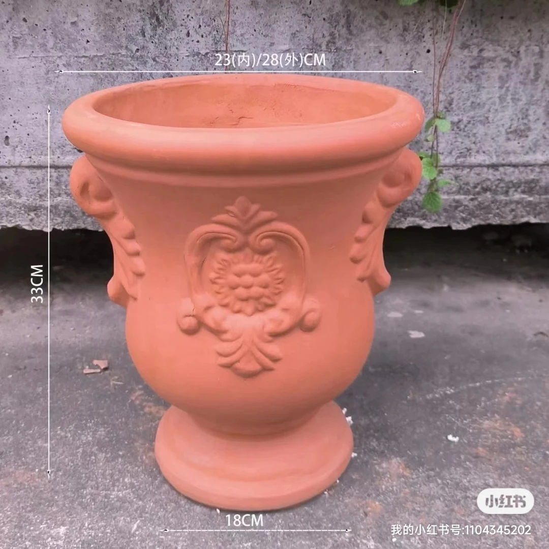 双耳奖杯红陶花盆