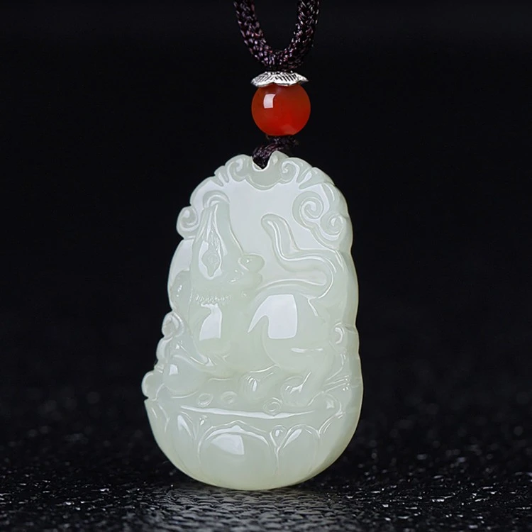 天然新疆和田玉白玉十二生肖玉兔属相平安本命年男女款玉石吊坠