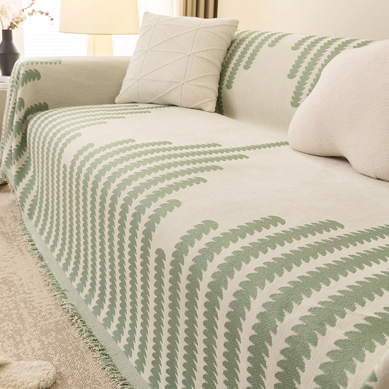 雪尼尔沙发盖布巾四季通用北欧轻奢沙发套罩全包万能坐垫盖毯美式