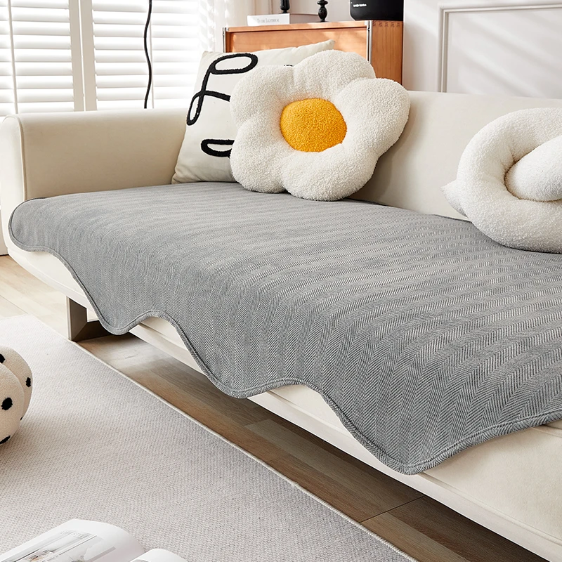 人字纹雪尼尔异形沙发垫四季通用防滑客厅坐垫子沙发盖布巾小清新