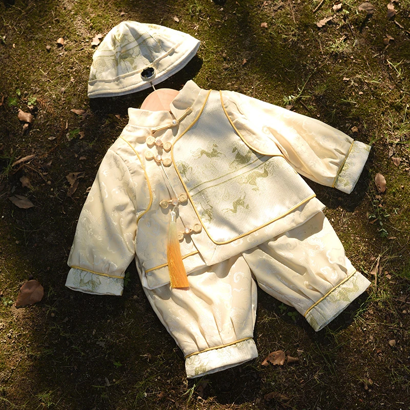 【望子成龙】男宝一周岁礼服春秋抓周中式宝宝生日宴百天中国风唐装
