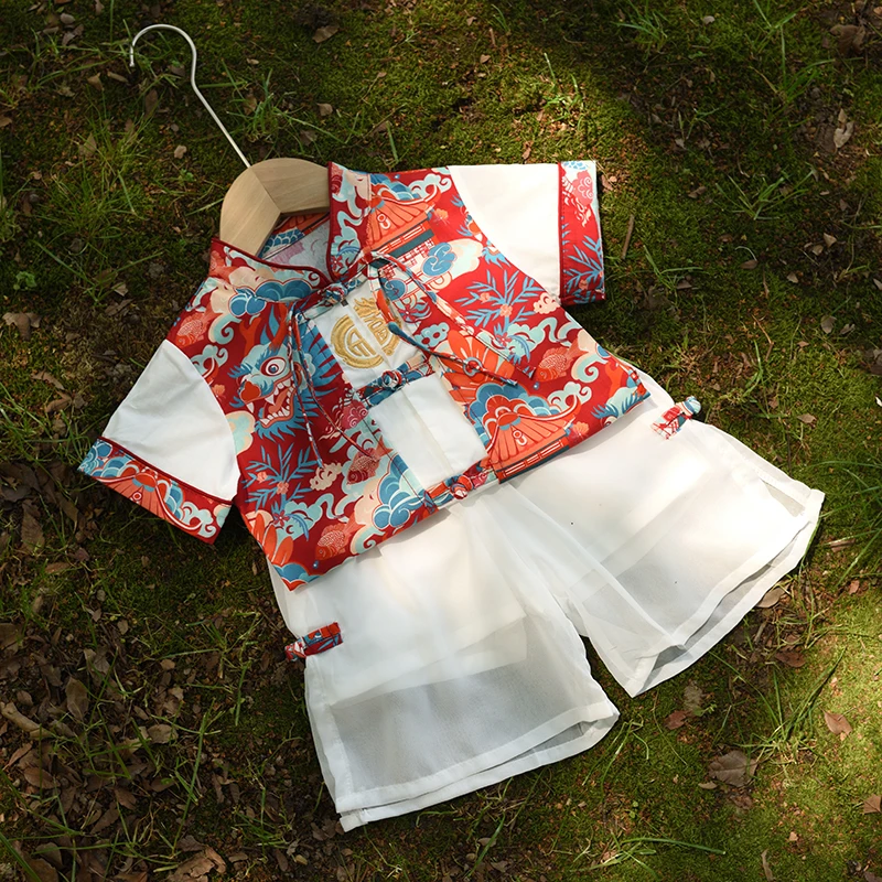 【新中式】儿童汉服男童2024新款中国风男宝唐装小少爷古装套装夏季