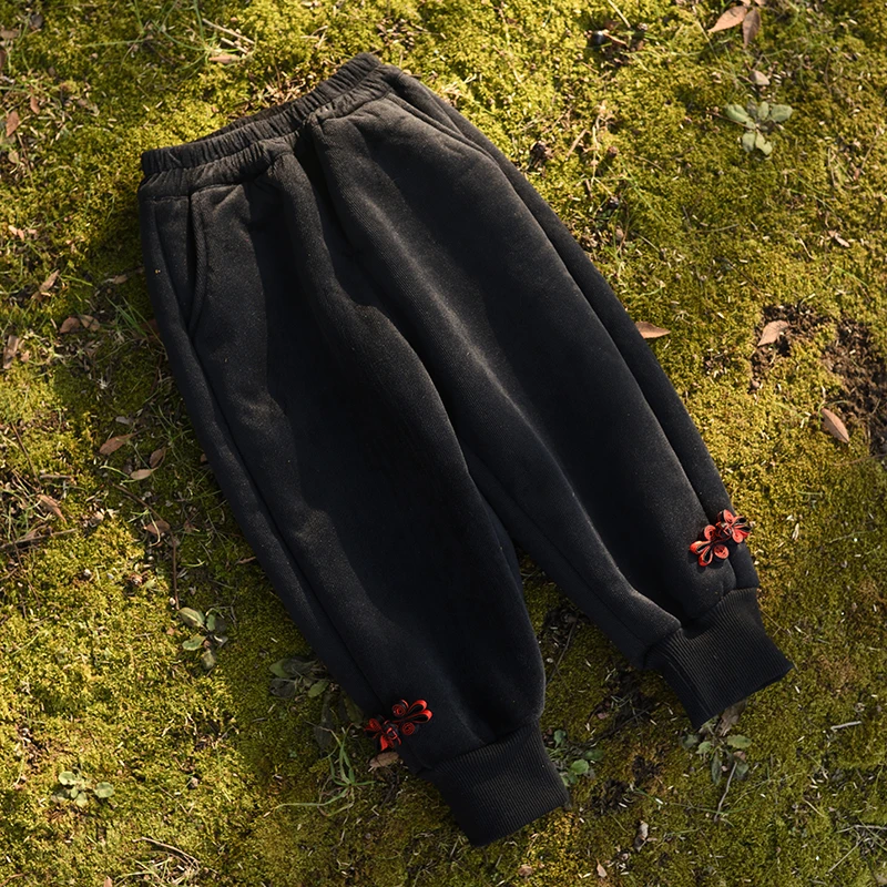 冬款【一体绒】宝宝拜年唐装男童加绒长裤儿童新年中国风中国风裤子