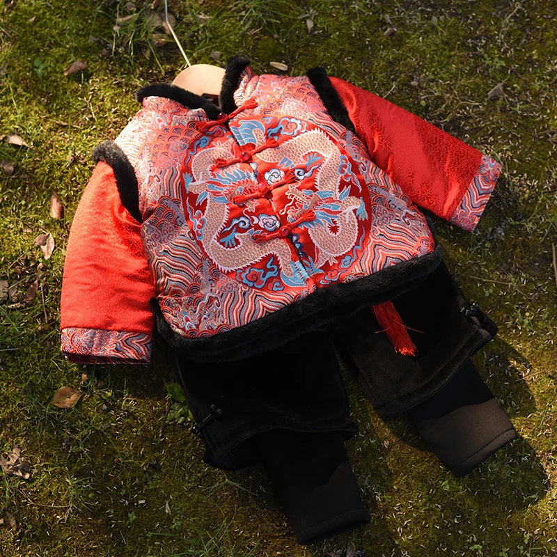 加厚【锦龙】拜年服唐装周岁礼服中国风新年汉服男童冬装过年服喜庆