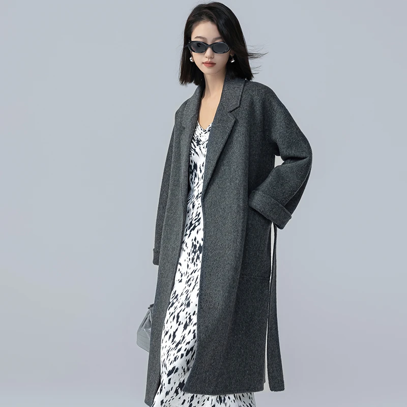 骆驼绒双面羊毛大衣女中长款2024秋冬新款高端宽松显瘦毛呢外套