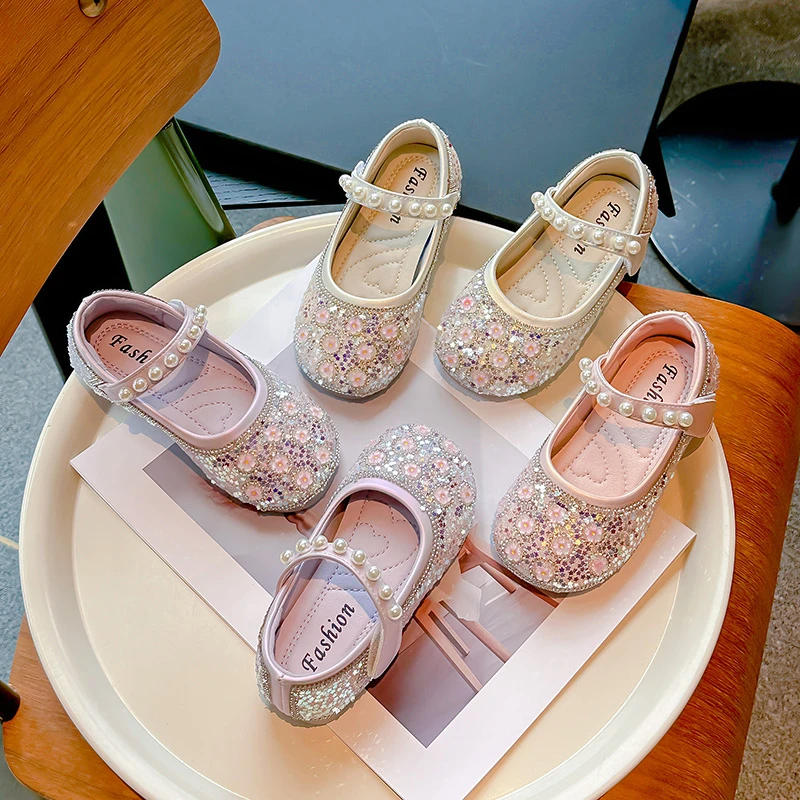 2025秋季新款儿童小公主皮鞋玛丽珍亮片小童宝宝女童浅口单鞋988