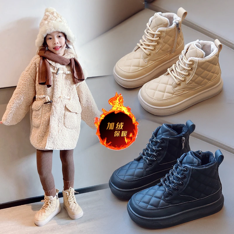 儿童棉靴雪地靴冬季新款女童加绒皮靴二棉保暖男童短靴防滑鞋1800