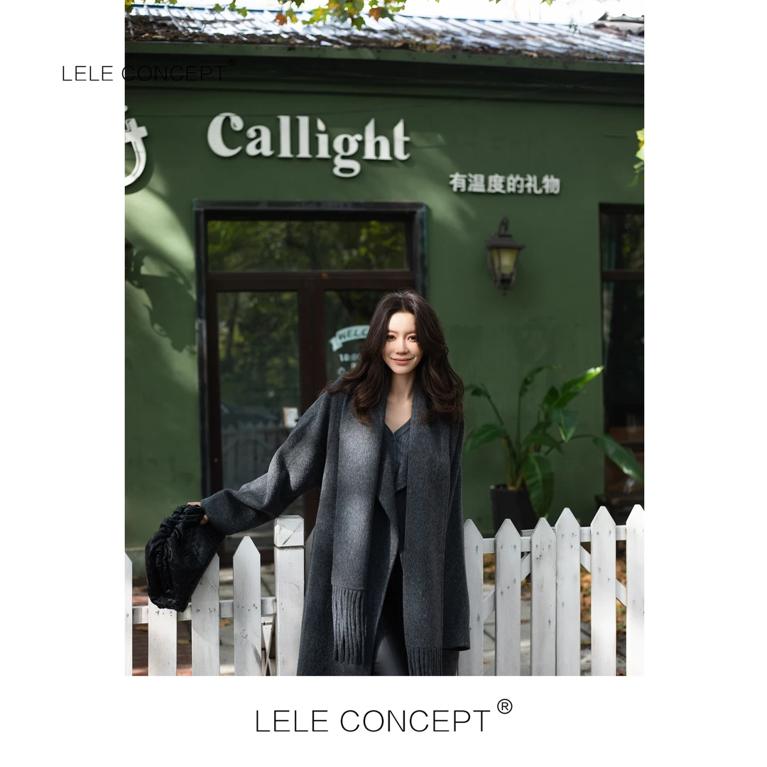 LELE CONCEPT丨「漾」高级轻奢无领宽袖围巾大衣D0101