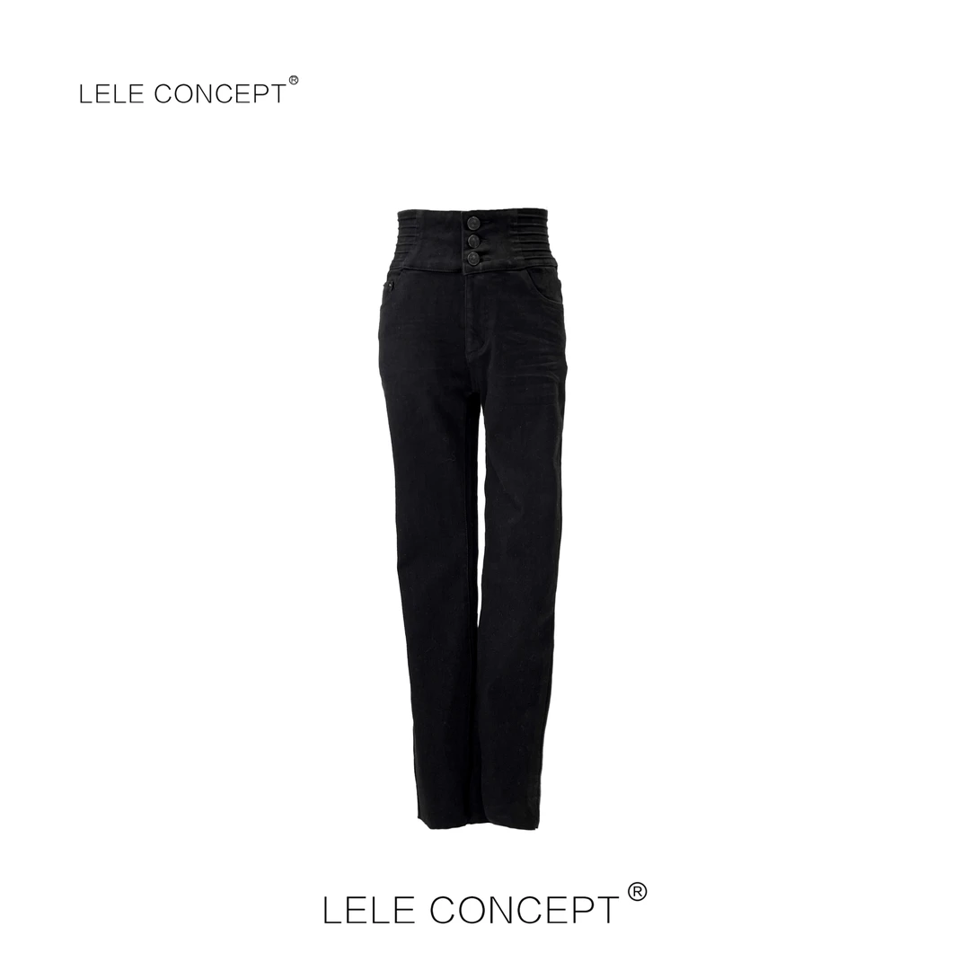 LELE CONCEPT丨「漾」秋冬三扣侧褶皱磨毛小脚裤K0278