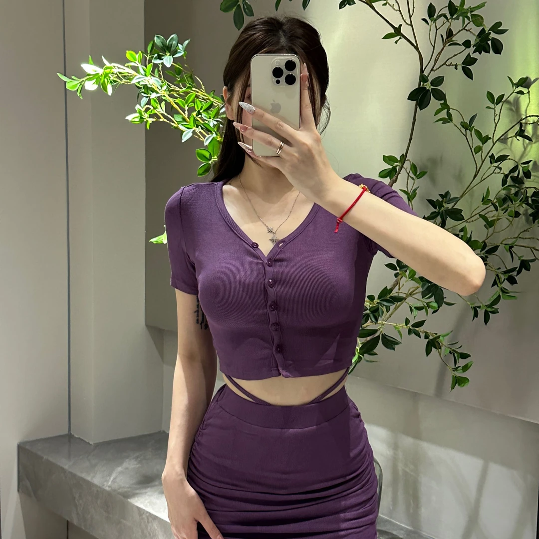 【大婷婷】新款显瘦修身气质夏季性感包臀两件套T019