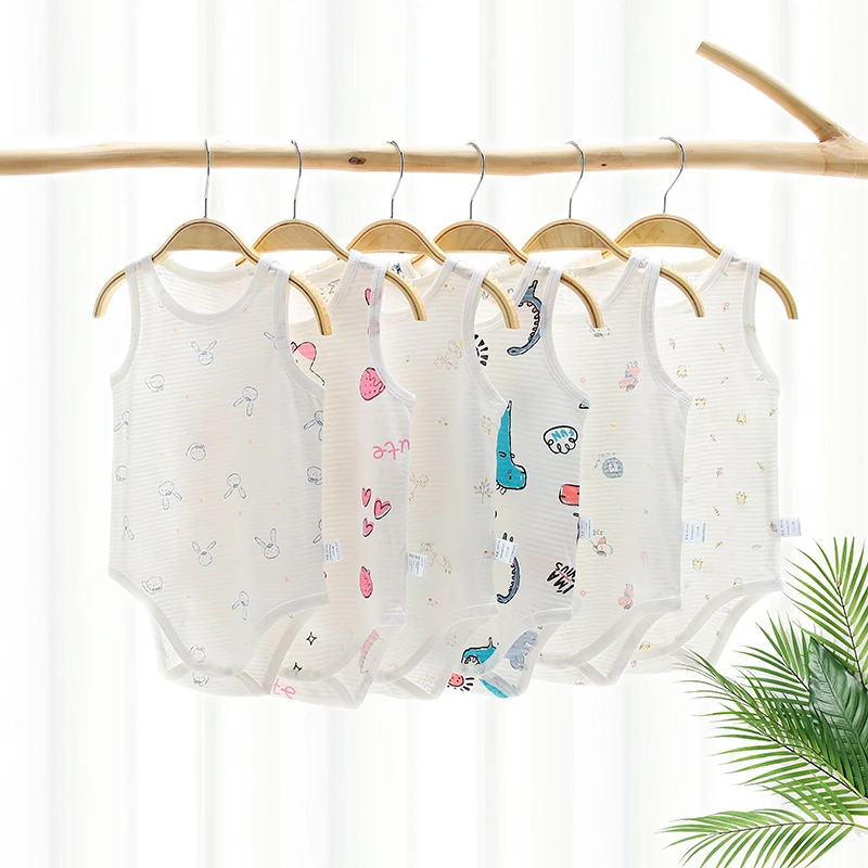 婴儿无袖三角包屁衣哈衣纯棉无骨连体衣夏天透气轻薄家居夏季儿童