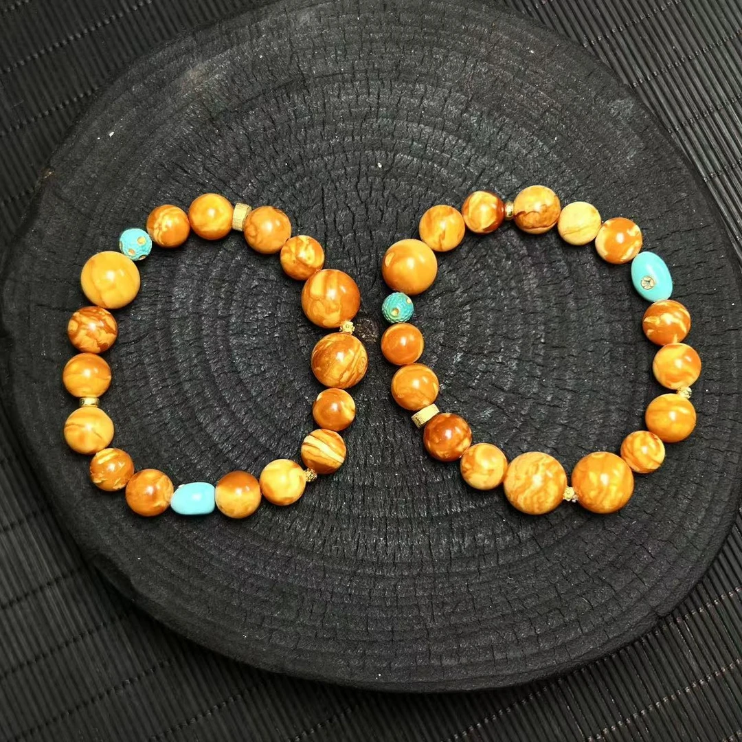 【壹芳珠宝】天然原矿琥珀大小珠妖花手串8-12mm（多样性发货一件）