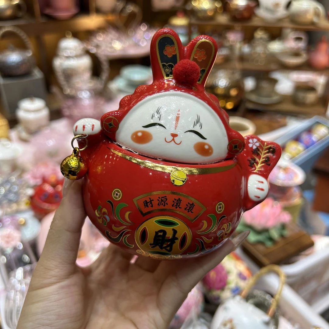 创意红吉祥兔茶叶罐