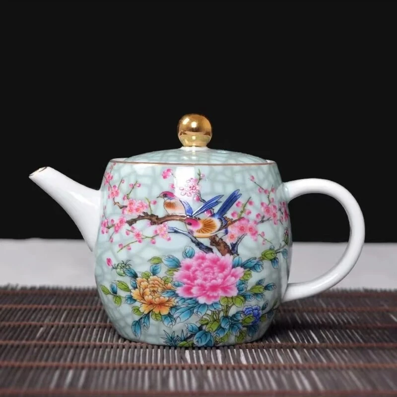 喜上眉梢珐琅彩茶壶大容量300ml
