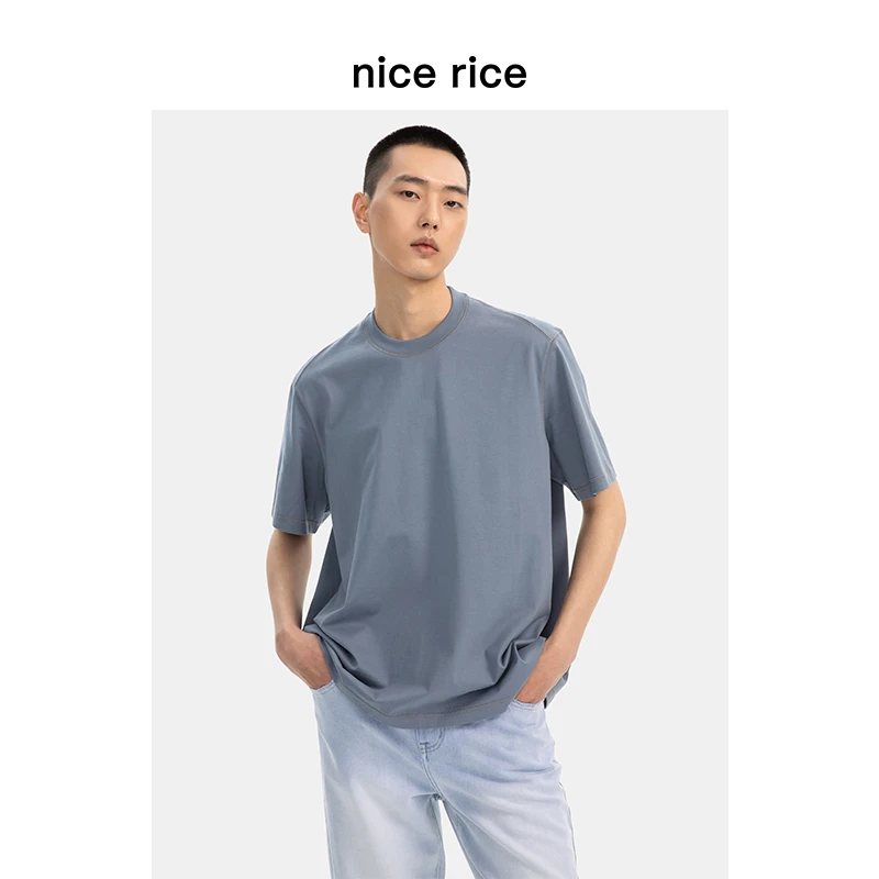 nice rice好饭 全棉260G宽松装饰线短袖t恤[商场同款]   NFX02018
