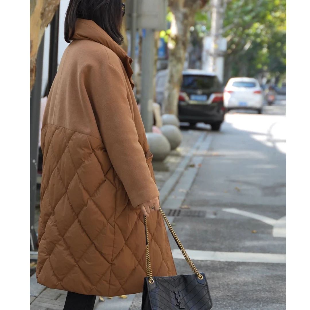 2024年新款毛昵拼接羽绒服气质修身----1