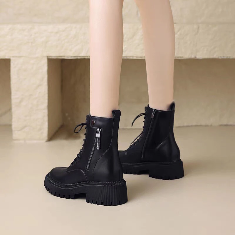 真皮马丁靴女单里短靴冬季保暖防滑英伦风女