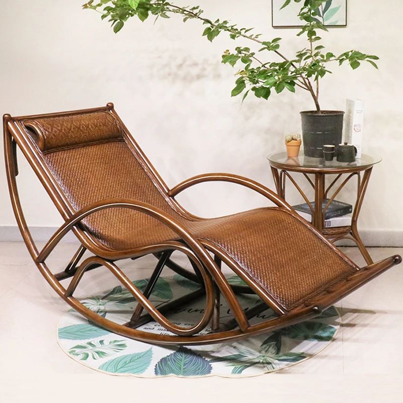 藤椅摇椅大人家用休闲摇摇椅懒人真藤午睡藤编逍遥椅阳台老人躺椅