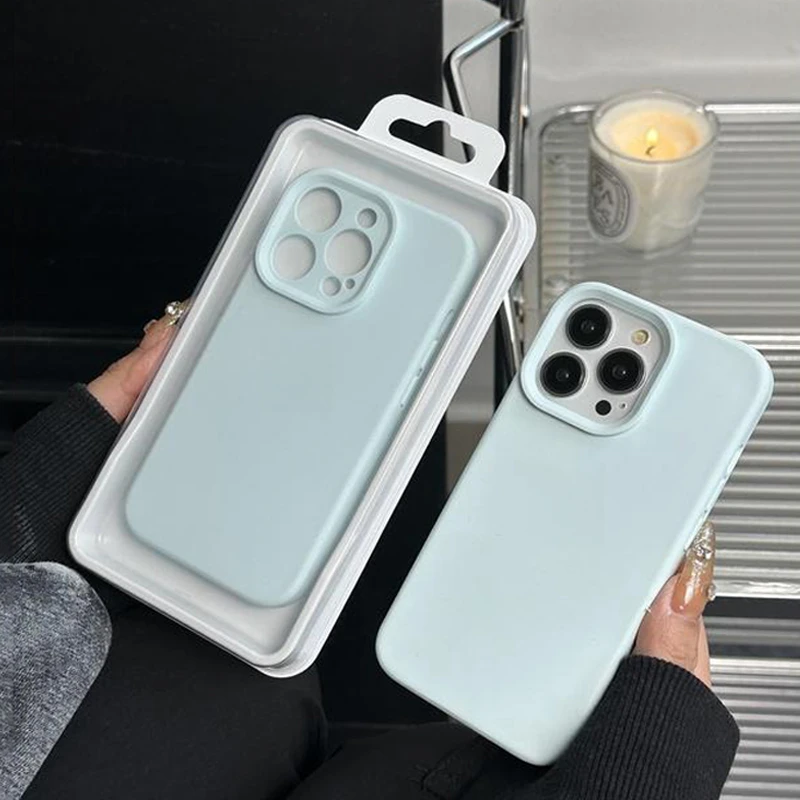 牛奶蓝高级感苹果个性液态硅胶iPhone15防摔软14ProMax手机壳全包
