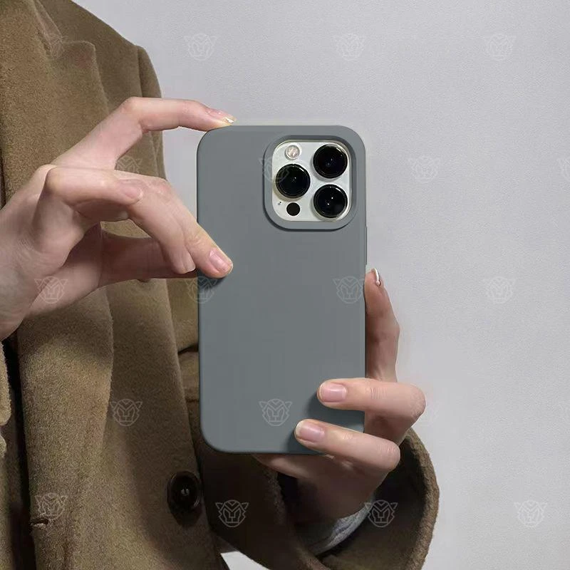 炭灰色苹果15手机壳液态硅胶iPhone14ProMax优品13/12/11纯色防摔