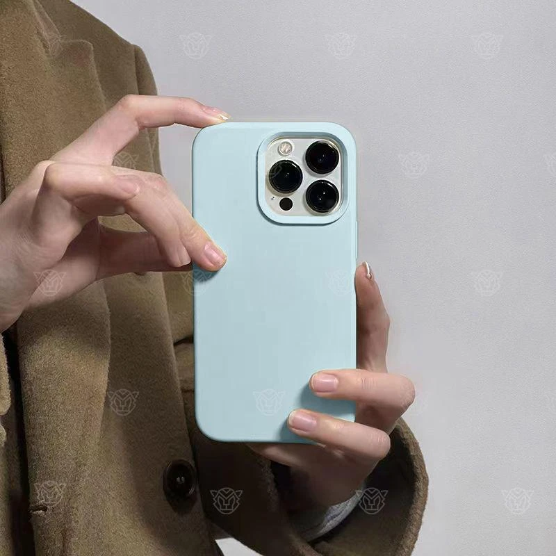牛奶蓝苹果14Promax手机壳液态硅胶iPhone13防摔15全包12简约11软