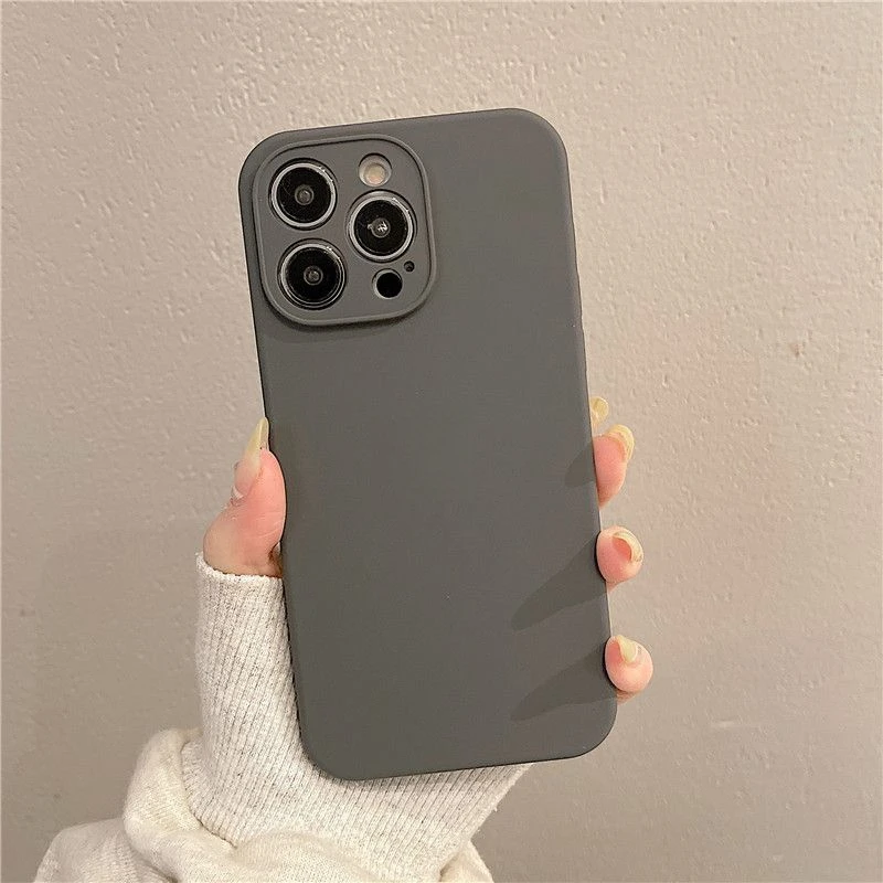 炭灰色苹果15高级感iPhone14液态硅胶13ProMax精孔12全包11手机壳