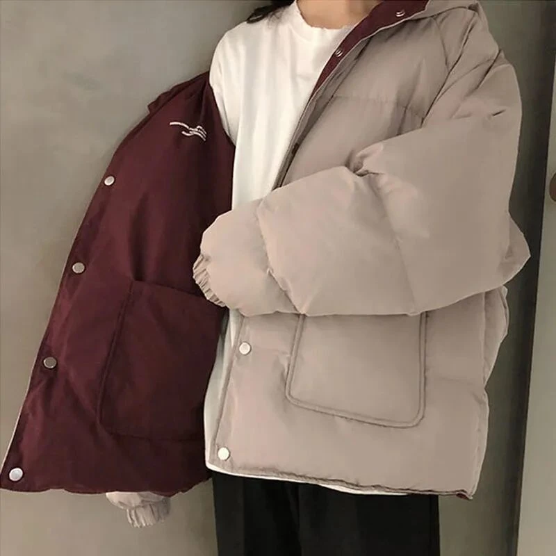 两面穿羽绒服女港风宽松韩版棉袄冬季保暖加厚棉衣女款款