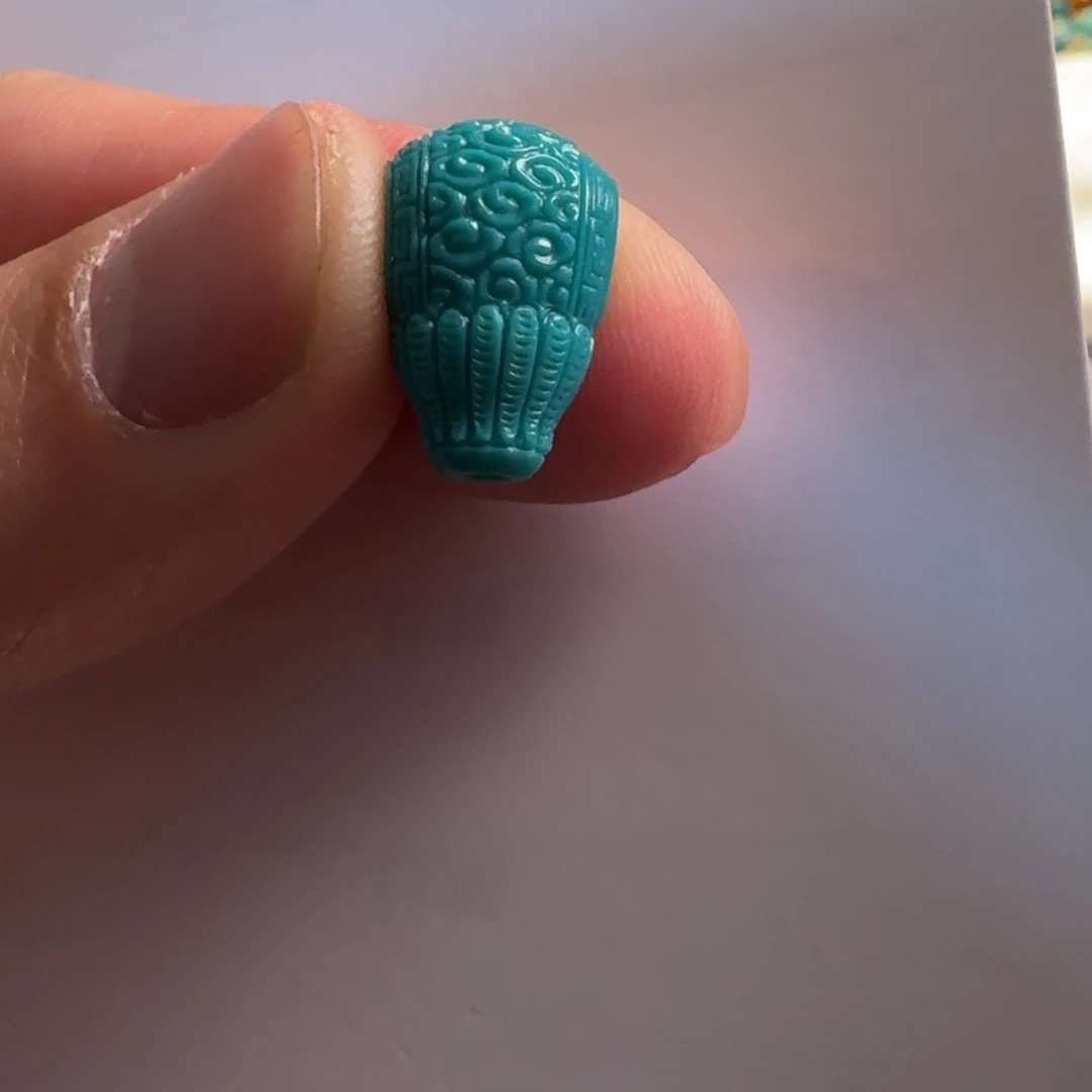 绿松石单珠未镶嵌三通10.4m m