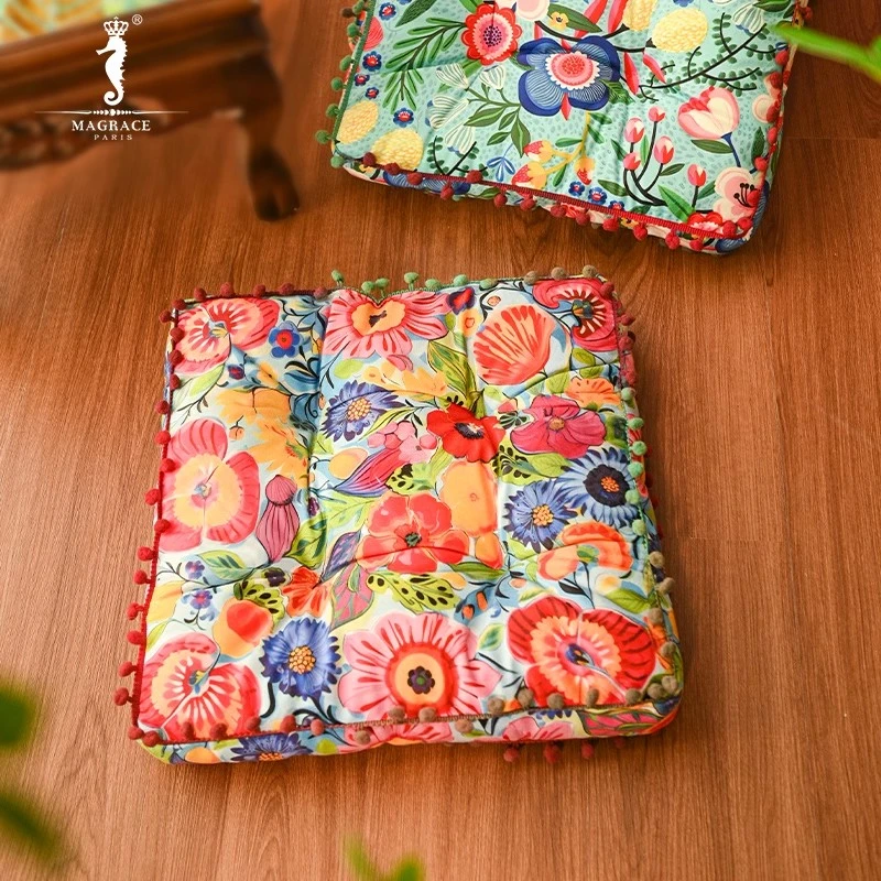 法国MAGRACE方形棉麻坐垫4款碎花家居创意艺术日用客厅卧室装饰垫