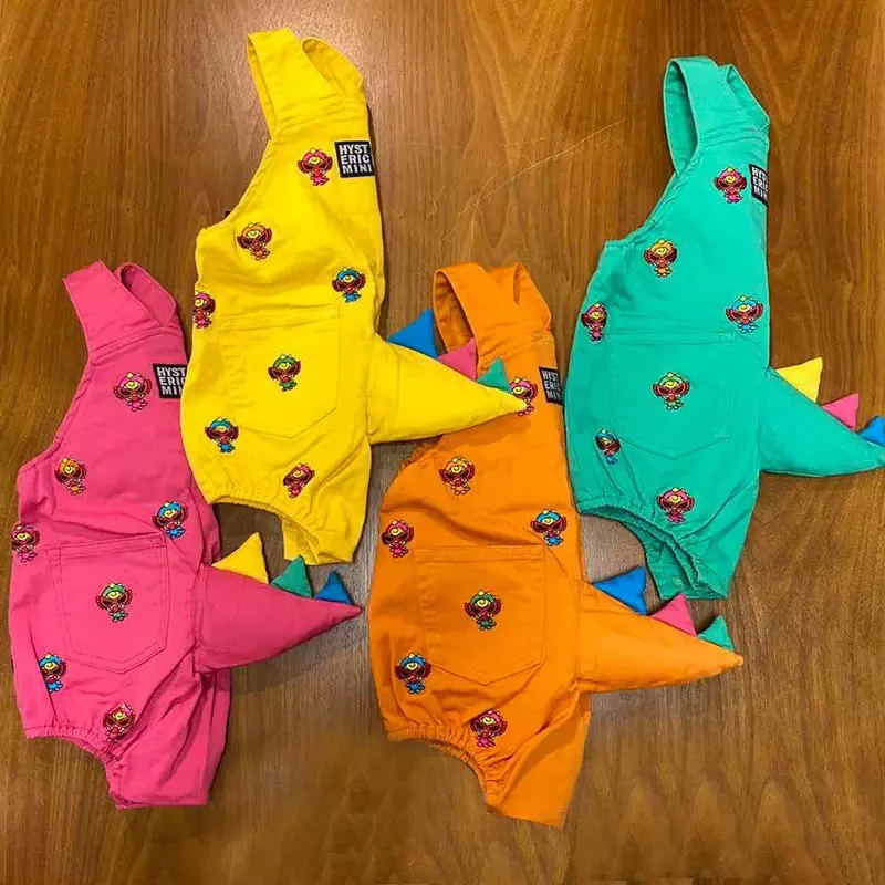 2025潮牌高定童装黑超奶嘴刺绣恐龙尾巴儿童背带裤田鸡裤【高版】M