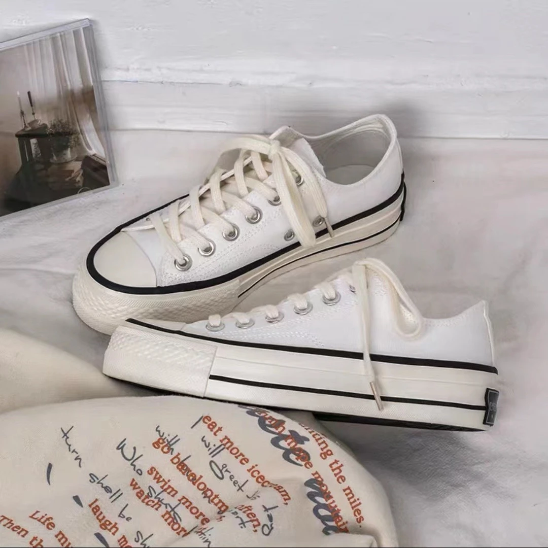 A102白黑厚底基本款低帮帆布鞋板鞋5615