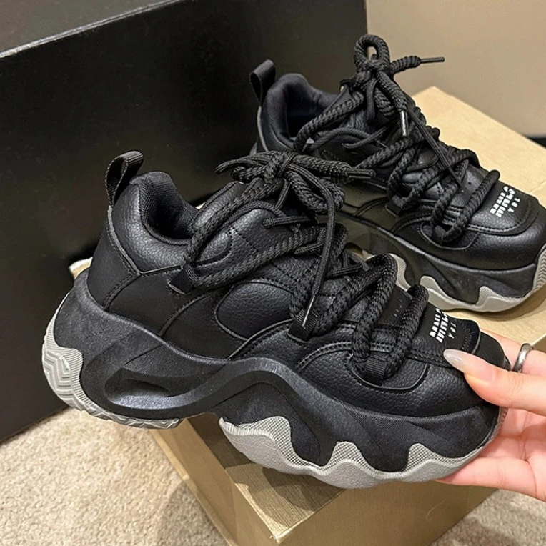 A066 黑色老爹鞋欧洲站厚底增高休闲运动鞋6869