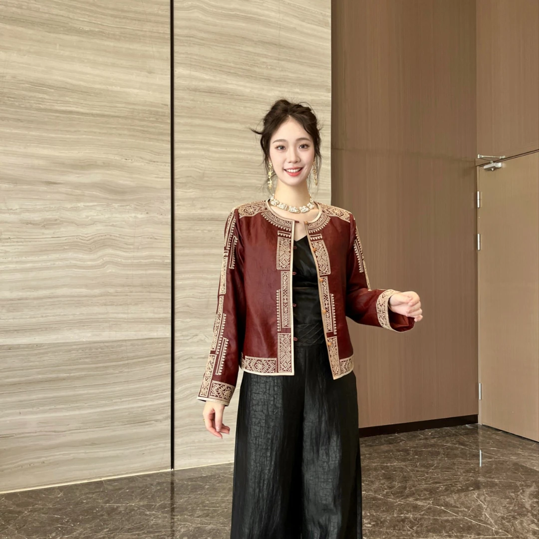 FSSIA晞蝶-重工刺绣双层新中式国风100桑蚕丝复古气质外套-3128