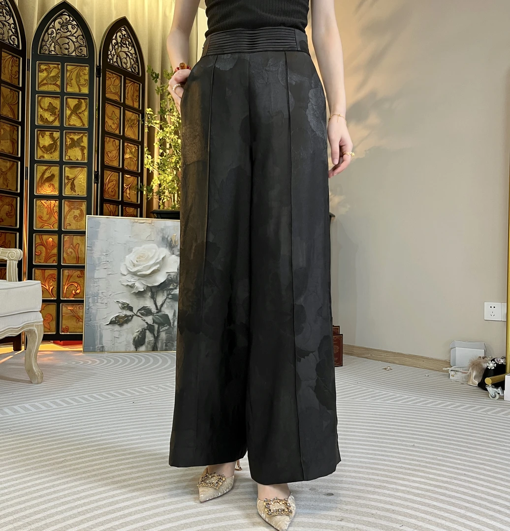 【墨笙歌高定】月影丨六十姆米重锻香云纱100桑蚕丝直筒裤长裤-3003