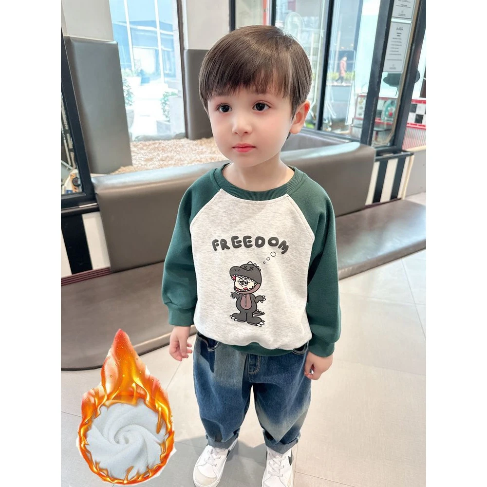 【阿巴】男童秋冬季长袖卫衣卡通插肩袖衬衣2023新款宝宝中小童JC12