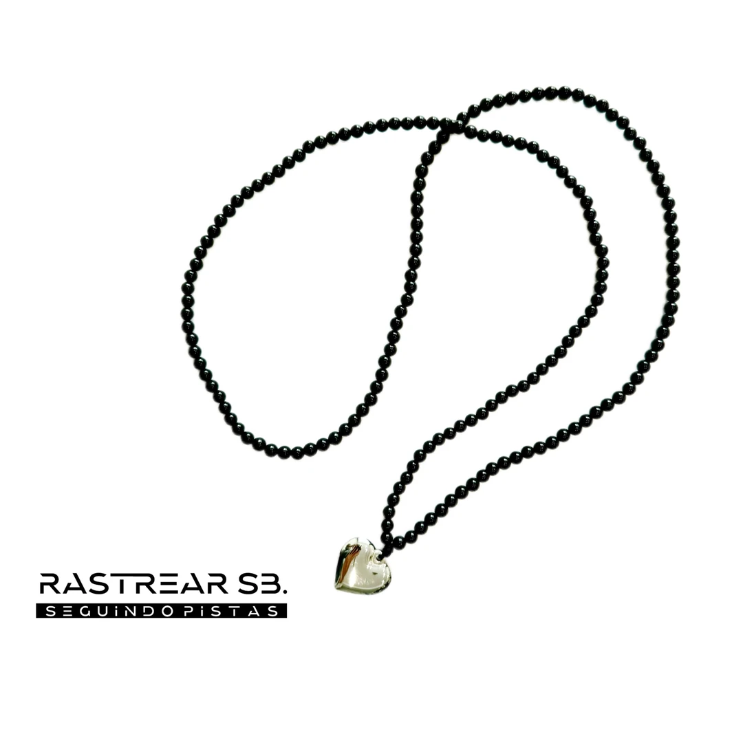 【 PAOMIAN 】黑色小圆珠爱心项链小众高级感百搭单品配饰