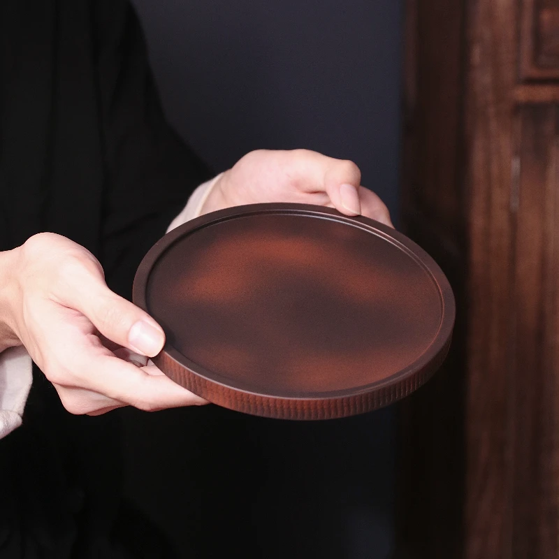 紫陶壶承壶托干泡盘功夫茶具配件紫砂陶瓷手工茶壶盖碗干泡台F13