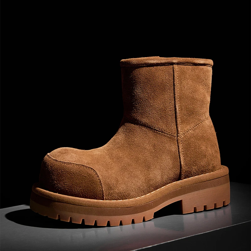 厚底雪地靴女款2024新款冬季加绒防水防滑百搭羊皮毛一体短靴