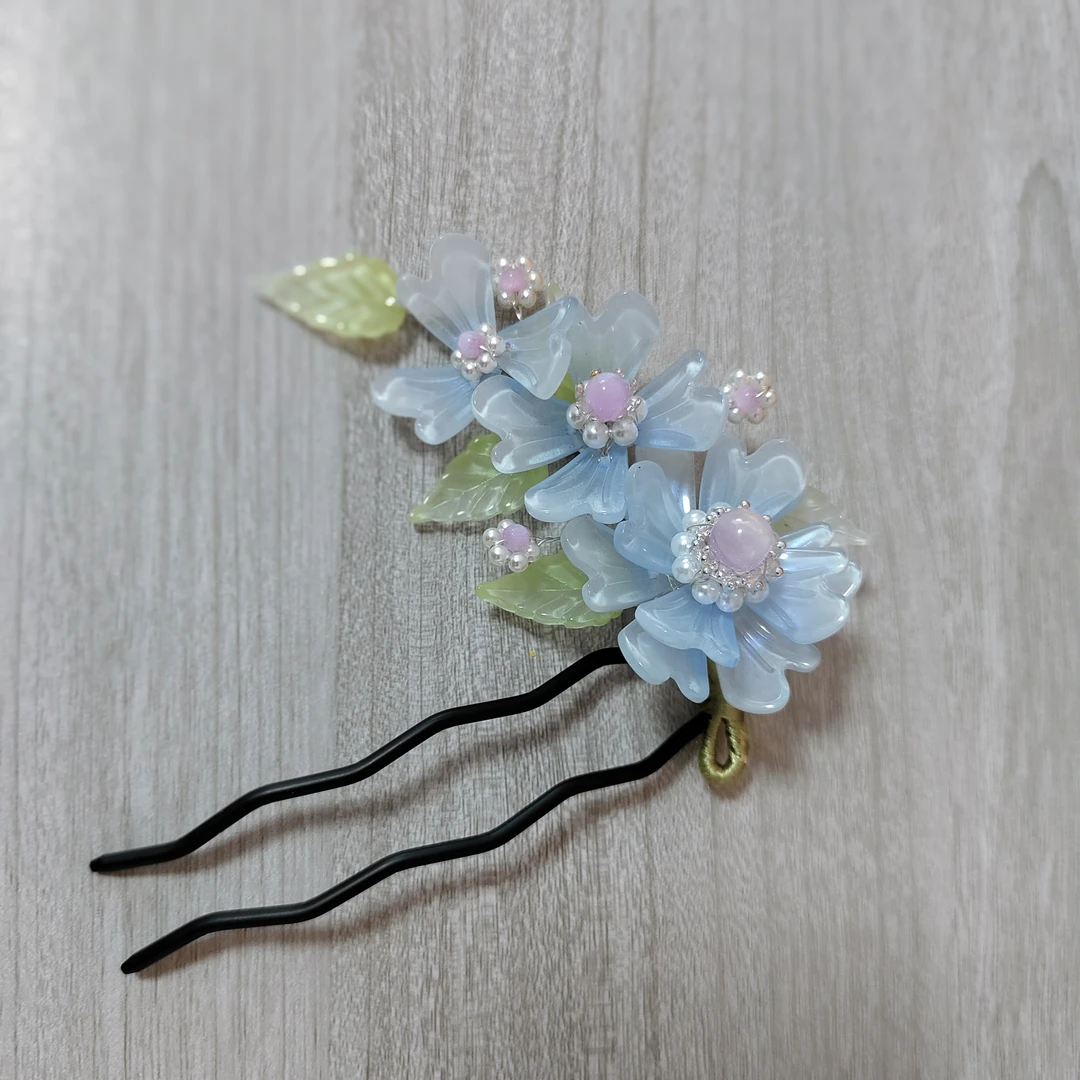 木子原创手作古风仙气配饰真琉璃花朵发簪发梳发钗包邮