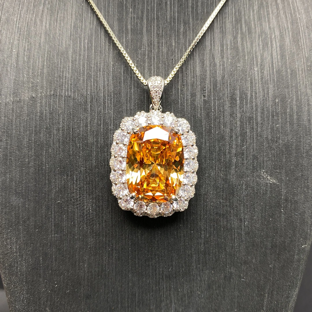 铜合金合成锆石吊坠 HD8S-88133香槟色方吊坠经典满钻轻奢时尚