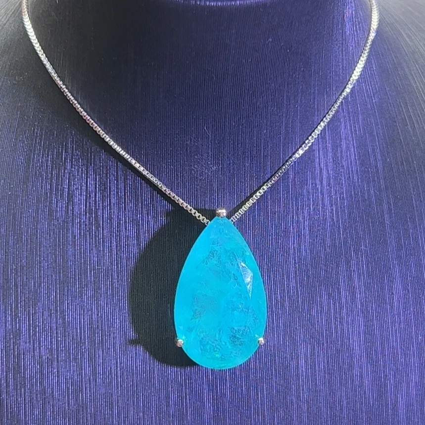 铜合金合成锆石吊坠 D8S-88760蓝色坠链气质时尚经典水滴型