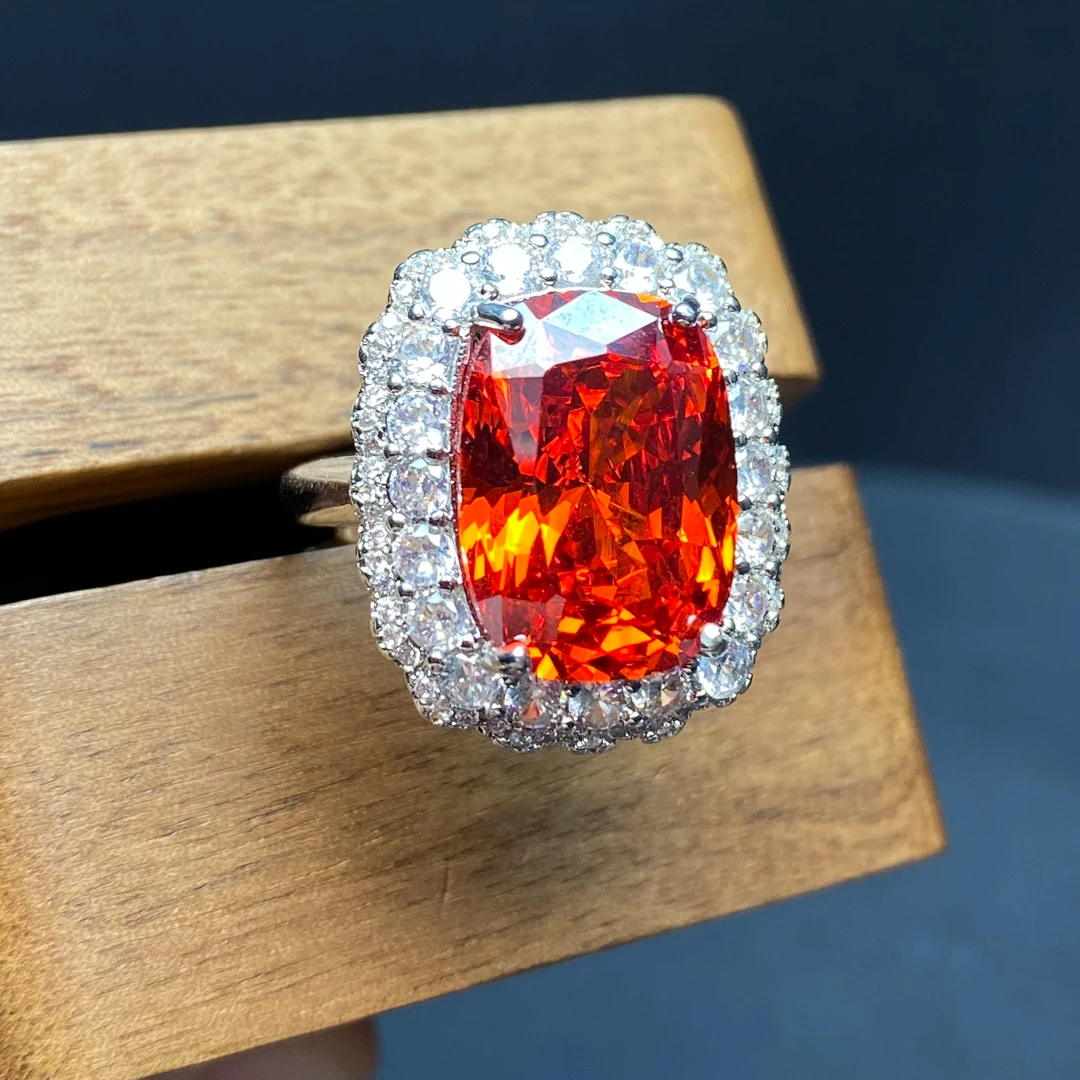 铜合金合成锆石戒指 HJ8S-88140红色戒指时尚轻奢气质欧美复古