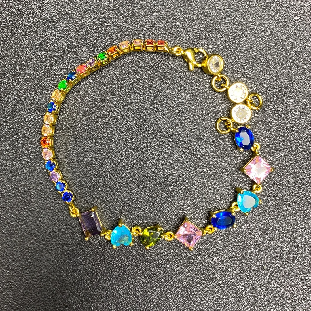 合金合成锆石手链 S2R-2165巴洛克七彩手链手工轻奢时尚百搭