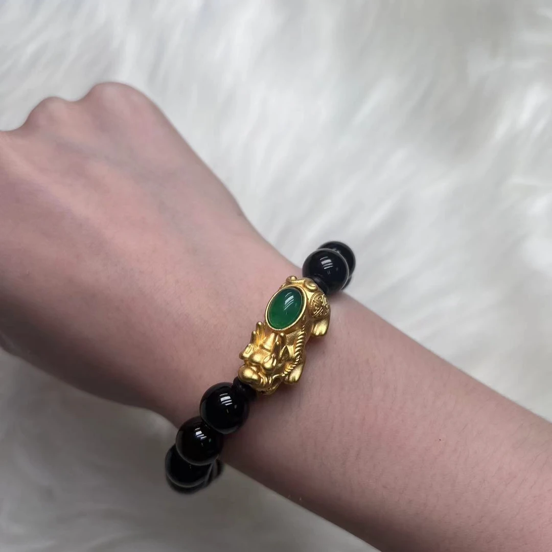铜合金合成锆石手链 S1R--1061黑色貔貅手链百搭款