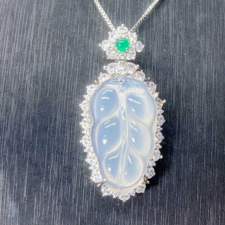 铜合金石英石吊坠 D1R-1032白色透亮叶子